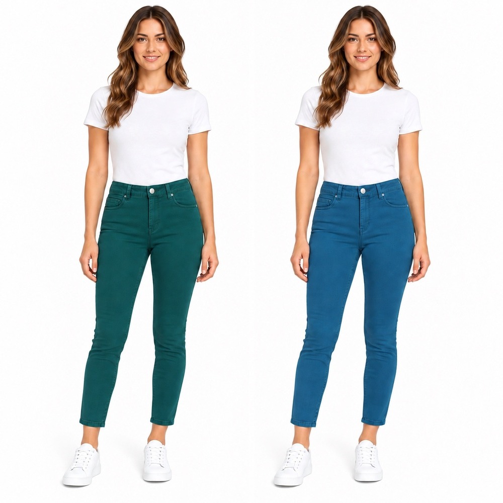 Democracy Abs  Size 10 Eddie Ankle Skinner Tapered Jeans Blue Teal and Green